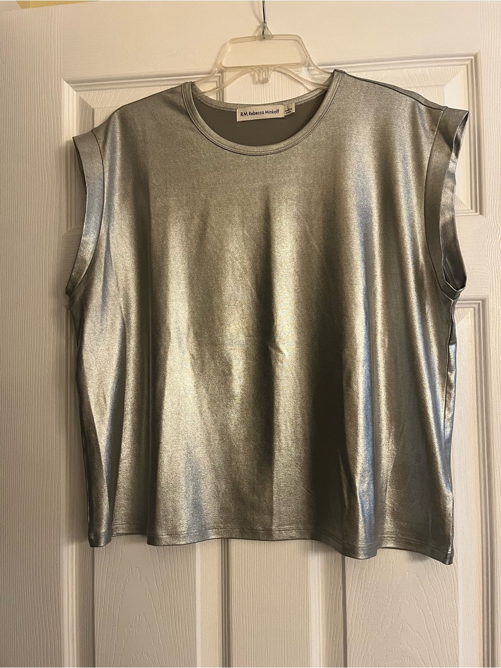 Rebecca Minkoff Metallic Silver Cap-Sleeve Tee - Picture 2 of 6